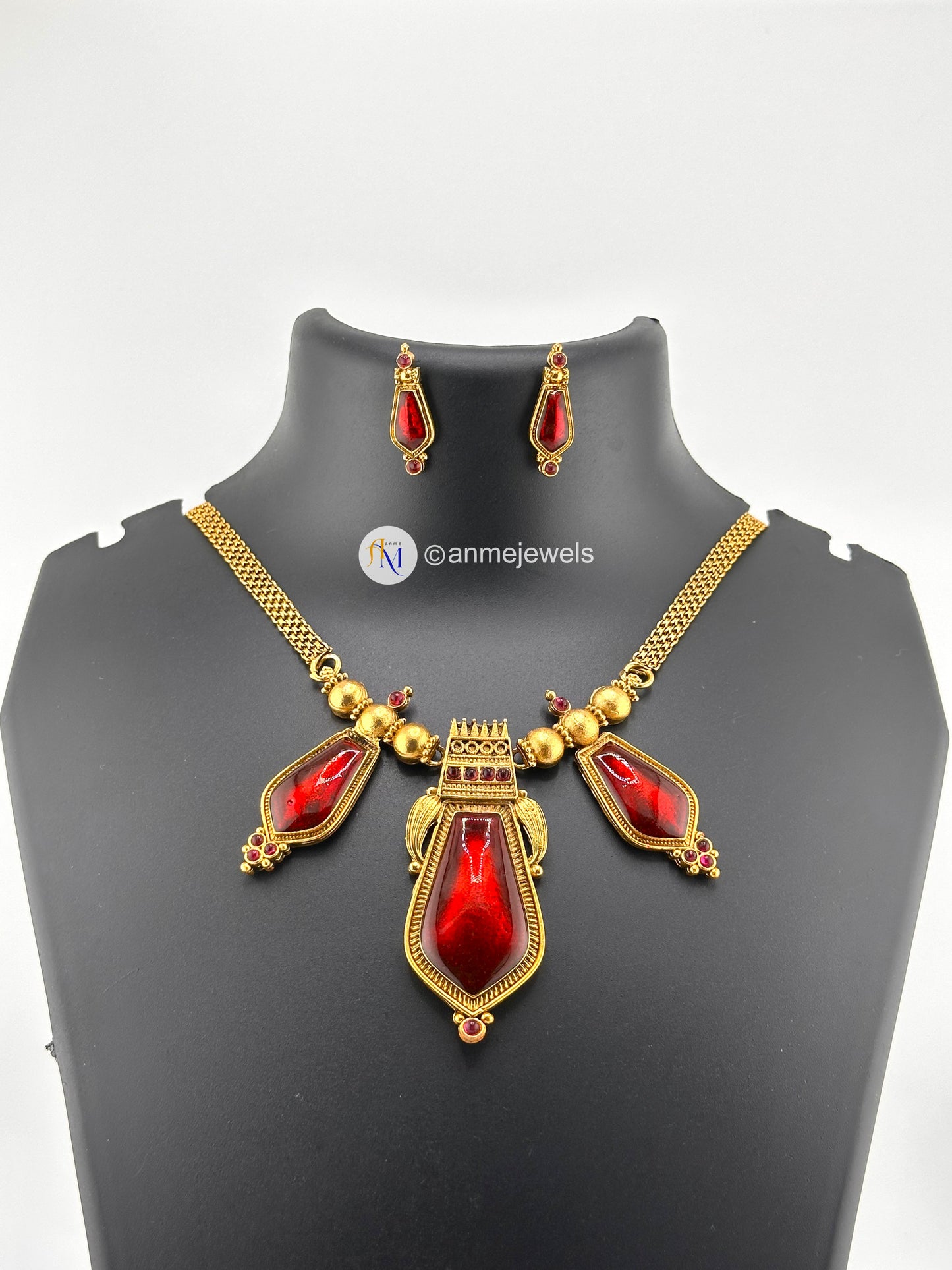Enamel Nagapadam Necklace and earrings set