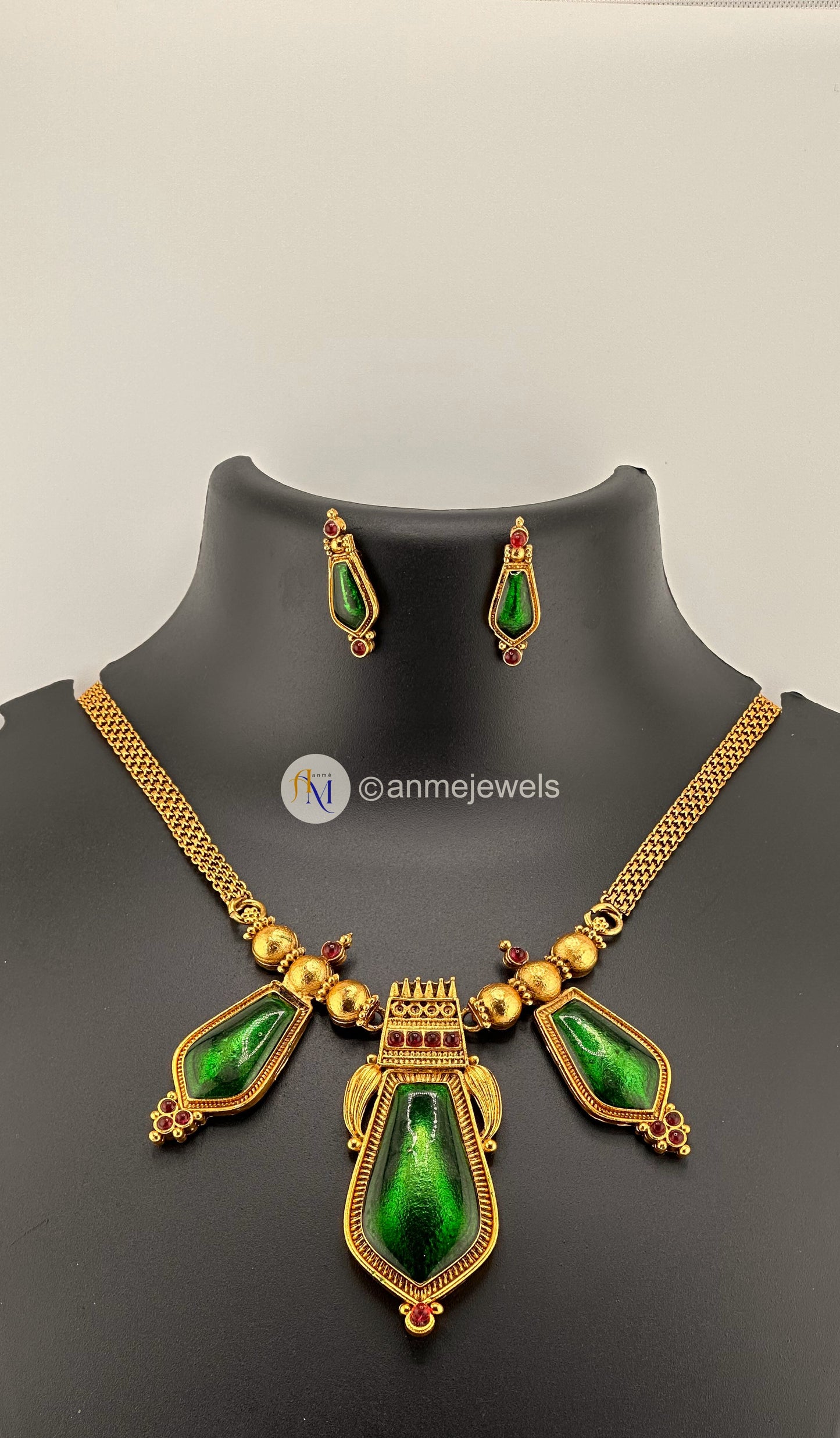 Enamel Nagapadam Necklace and earrings set