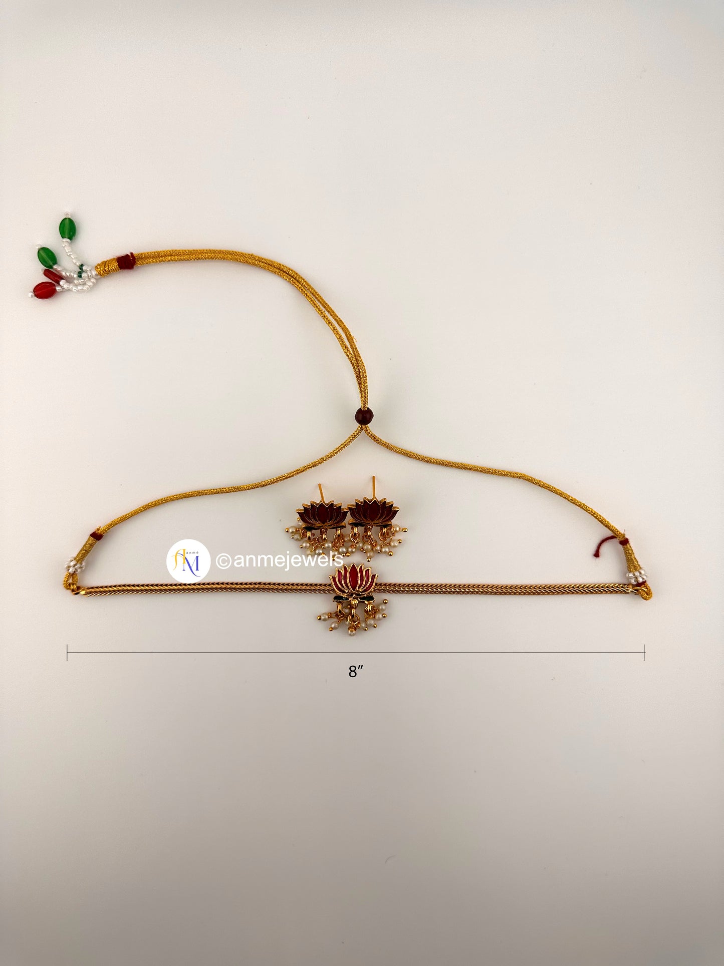 Trending Lotus Choker and beautiful lotus earrings with white pearl hangings