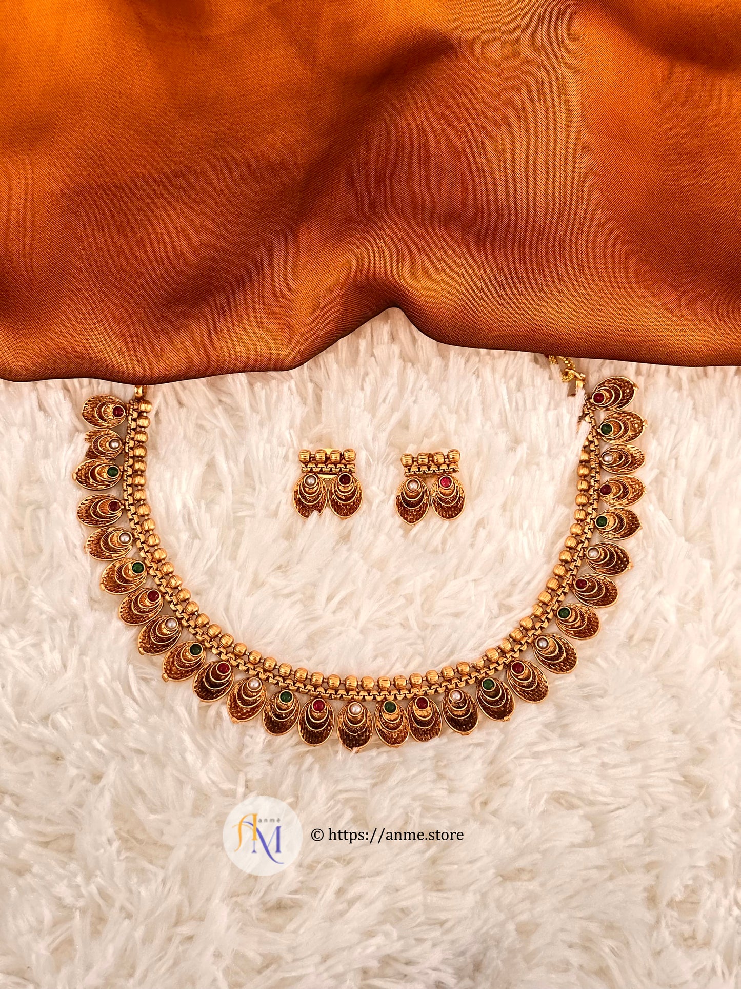 Mayilpeeli with multicolor stone Necklace set