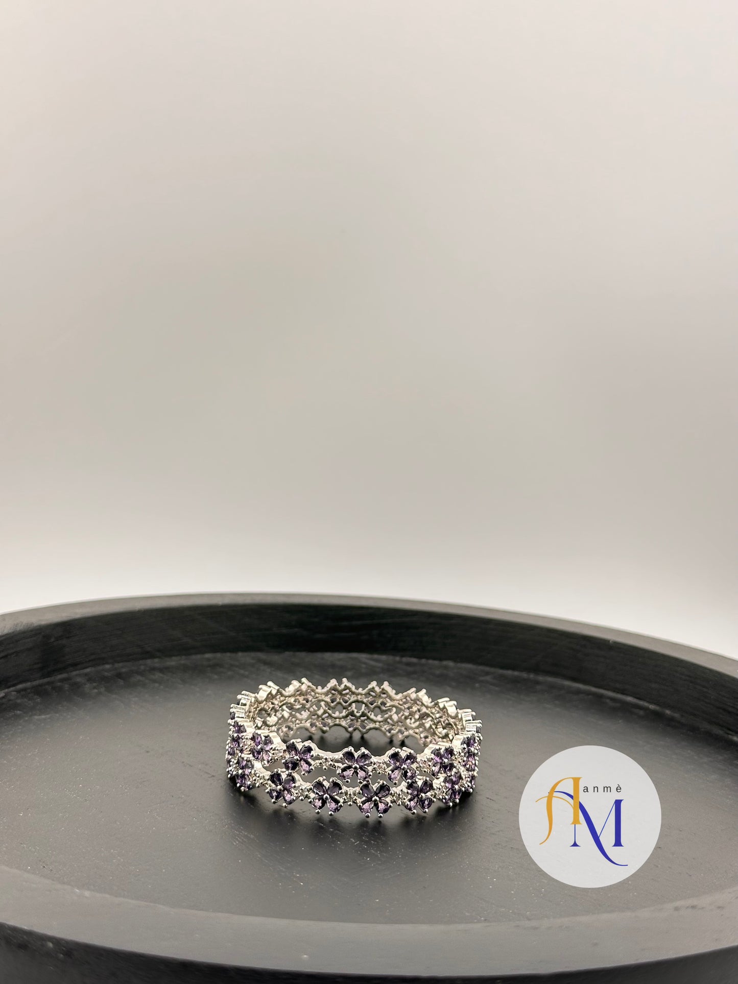 Elegant and Sparkling AD Silver bangles in vibrant shades (Set of 2)