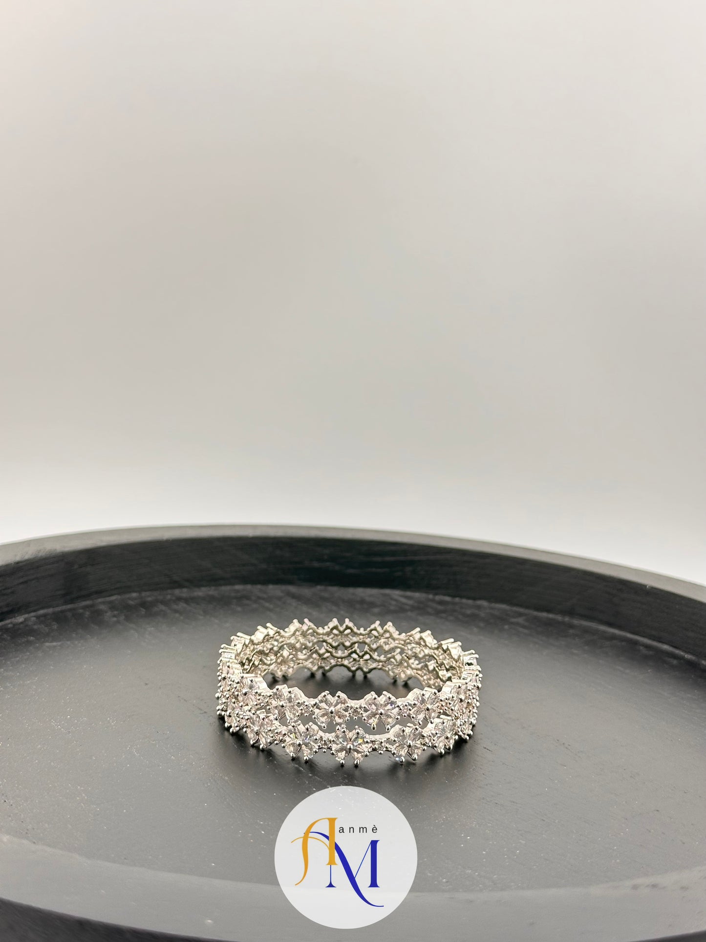 Elegant and Sparkling AD Silver bangles in vibrant shades (Set of 2)