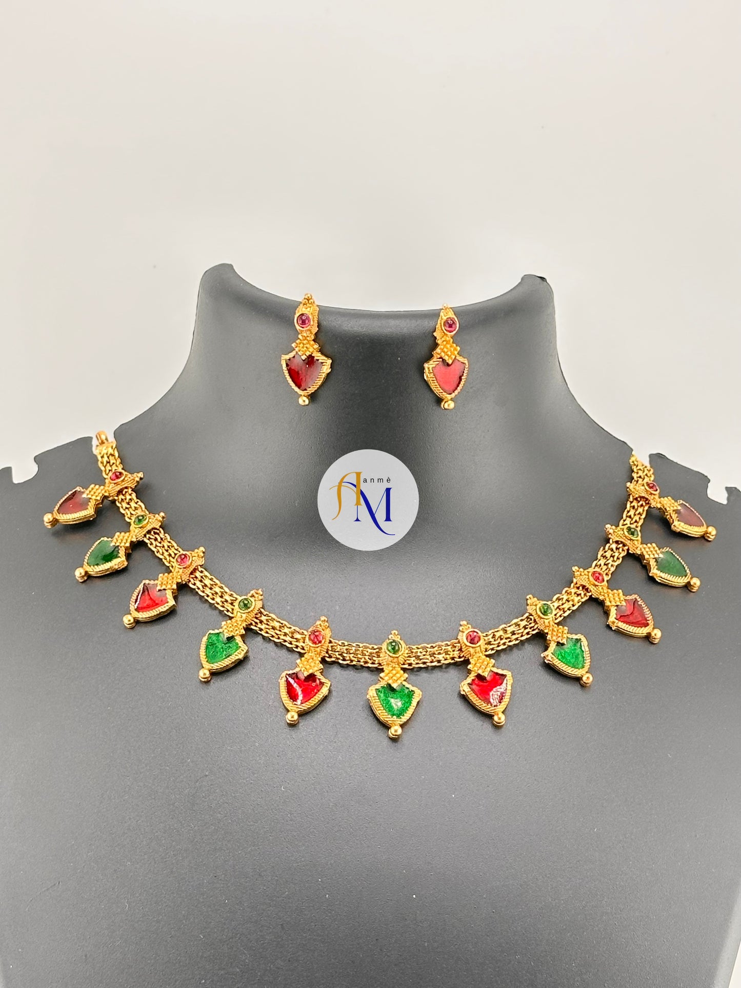 Beautiful enamel palakka multicolor choker/necklace set