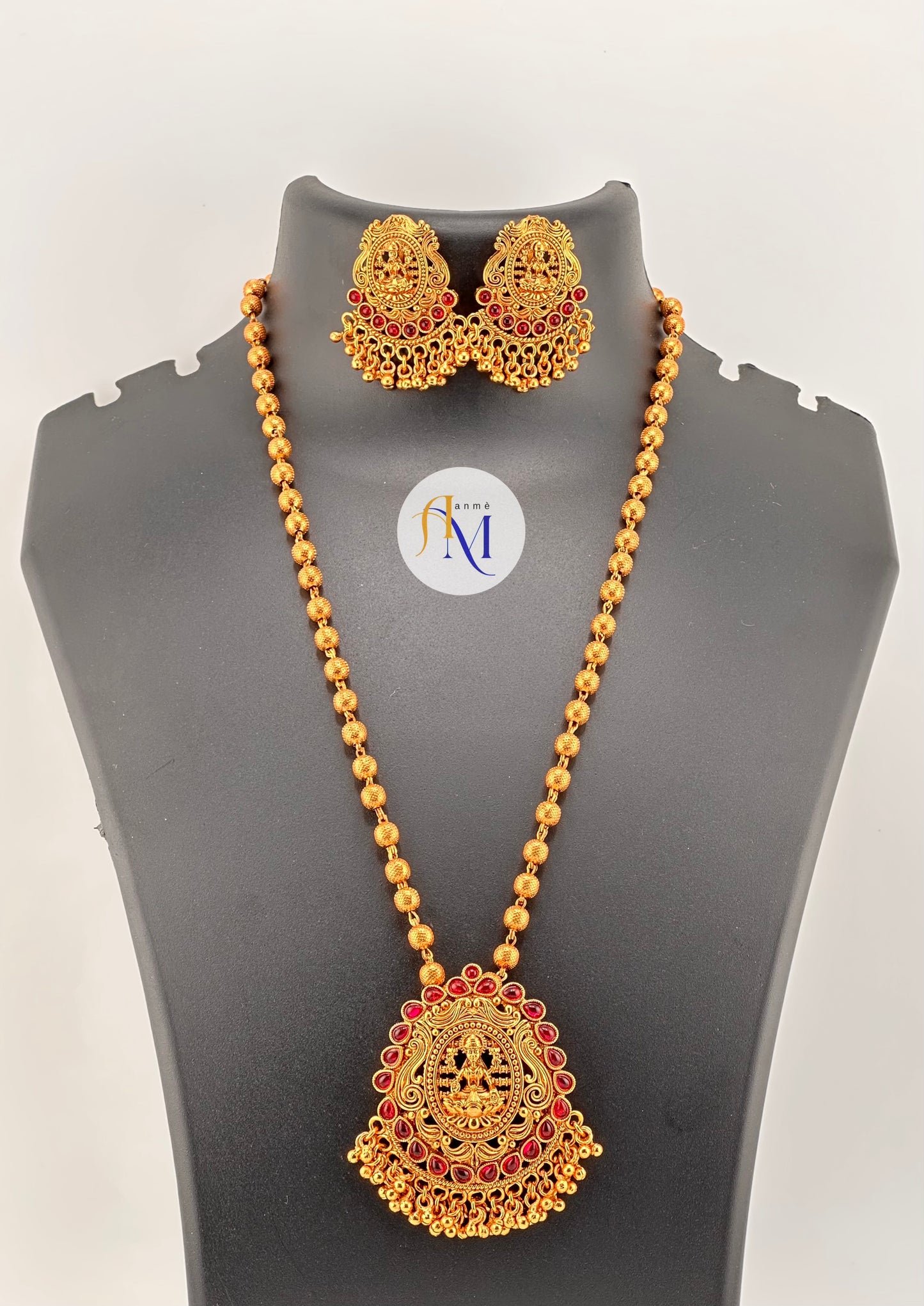 Beautiful Long haram with Lakshmi pendant(Available in 4 colors)
