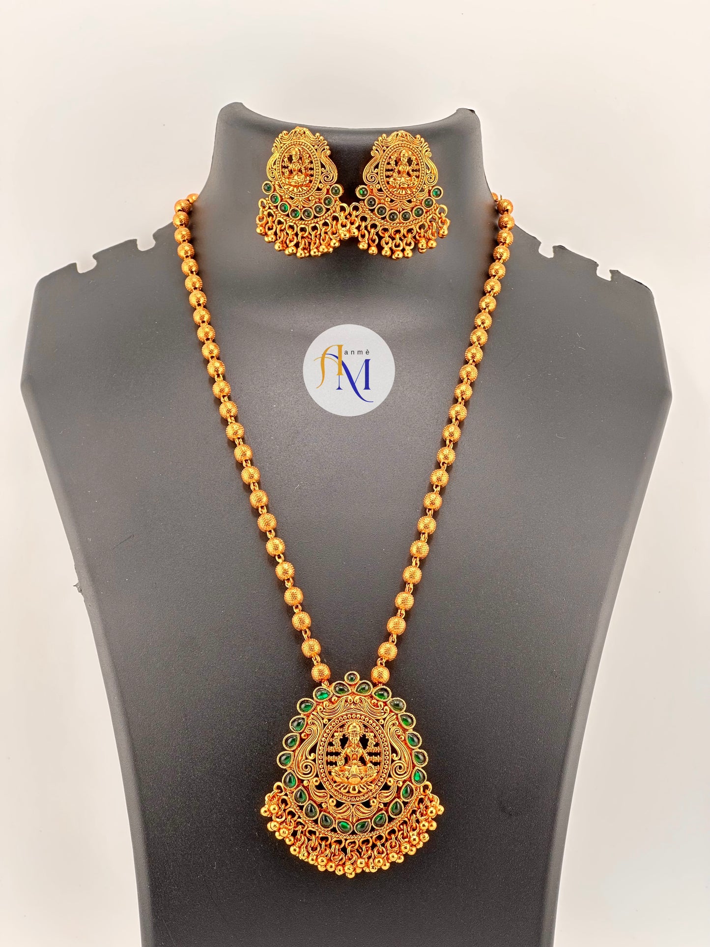 Beautiful Long haram with Lakshmi pendant(Available in 4 colors)