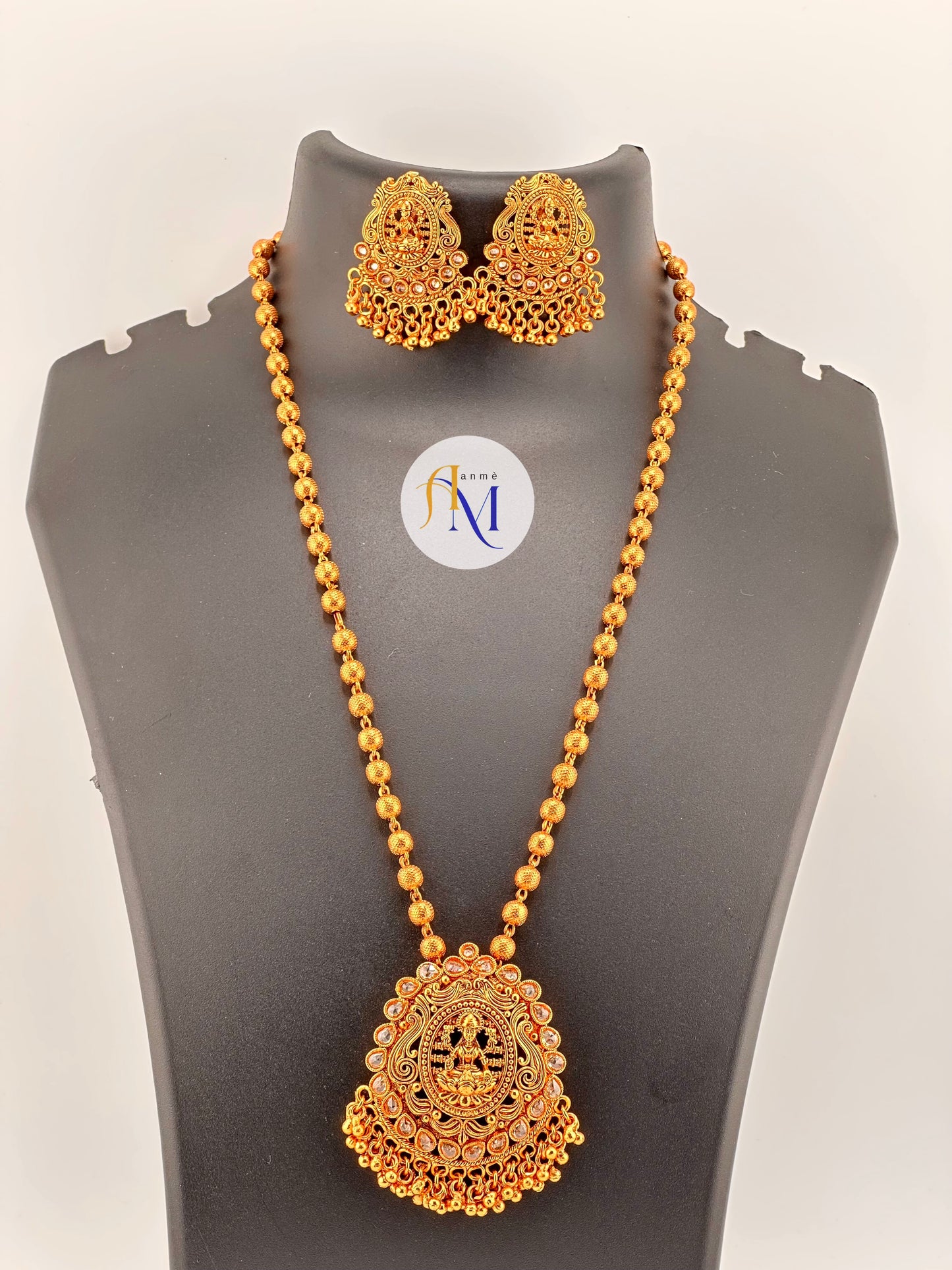 Beautiful Long haram with Lakshmi pendant(Available in 4 colors)