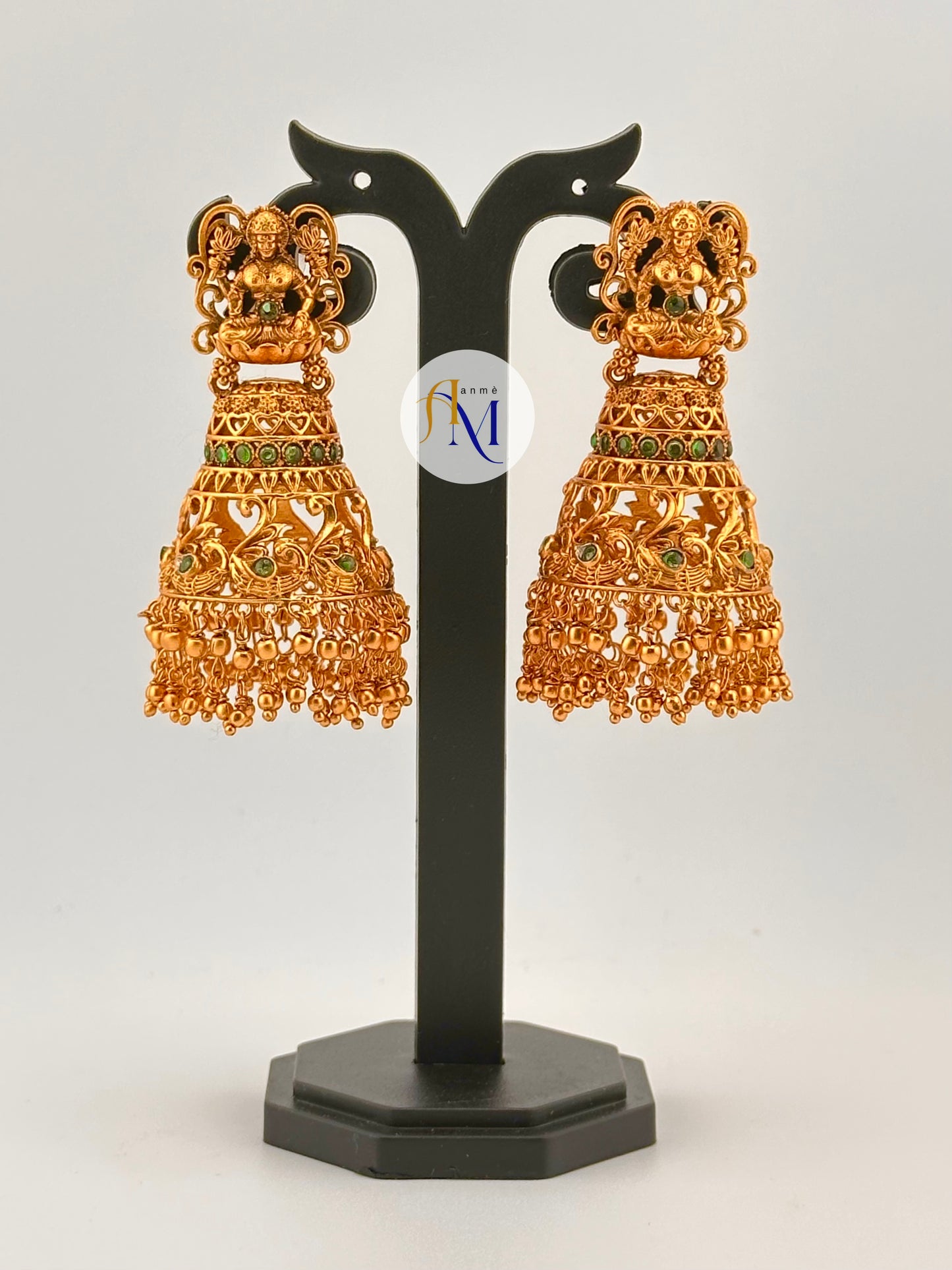 Antique long light weight Jhumkas with Lakshmi motifs(Available in 2 colors)