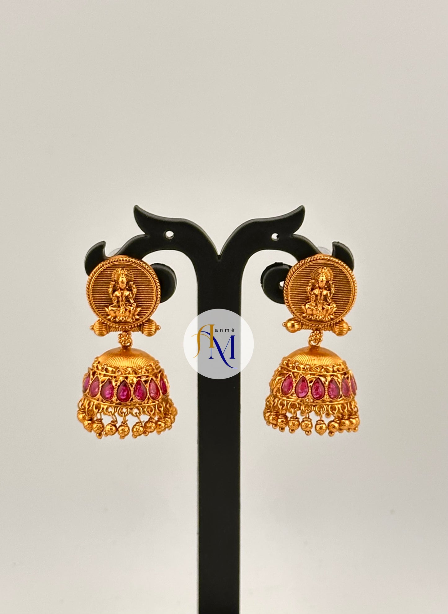 Coin design Temple style Jhumkas(Available in 4 colors)