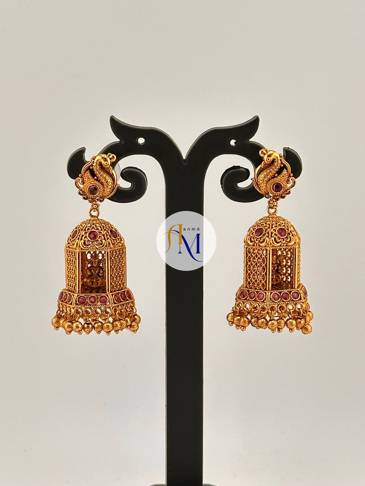 Premium quality kemp matte finish Lakshmi mandir jhumkas(Available in 4 colors)