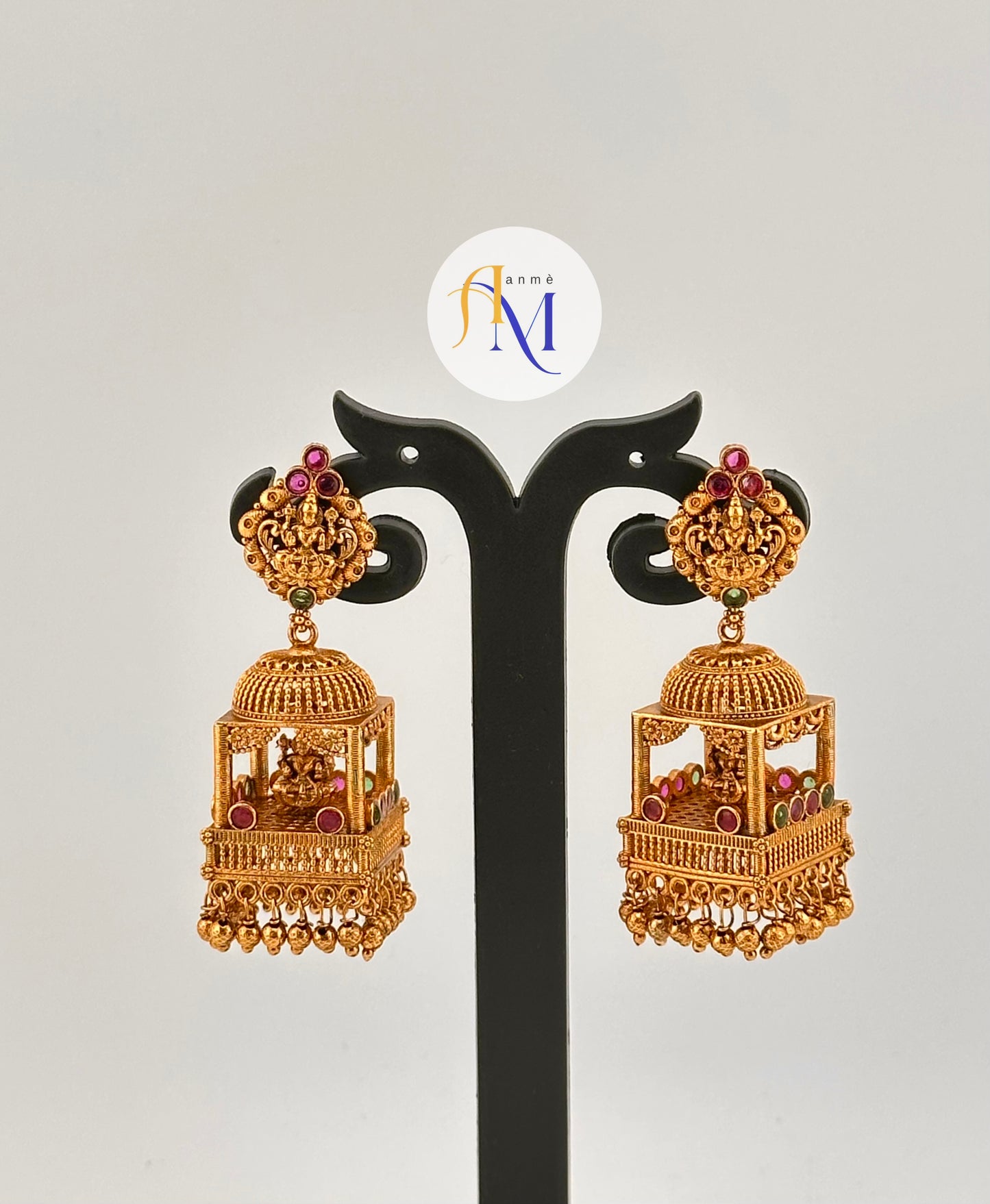 Beautiful Mandir design Jhumkas(Available in 4 colors)