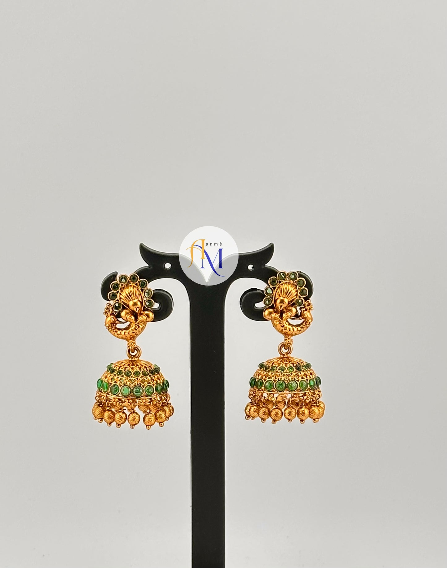 Elegant Peacock design earrings with beautiful ruby or green stone works