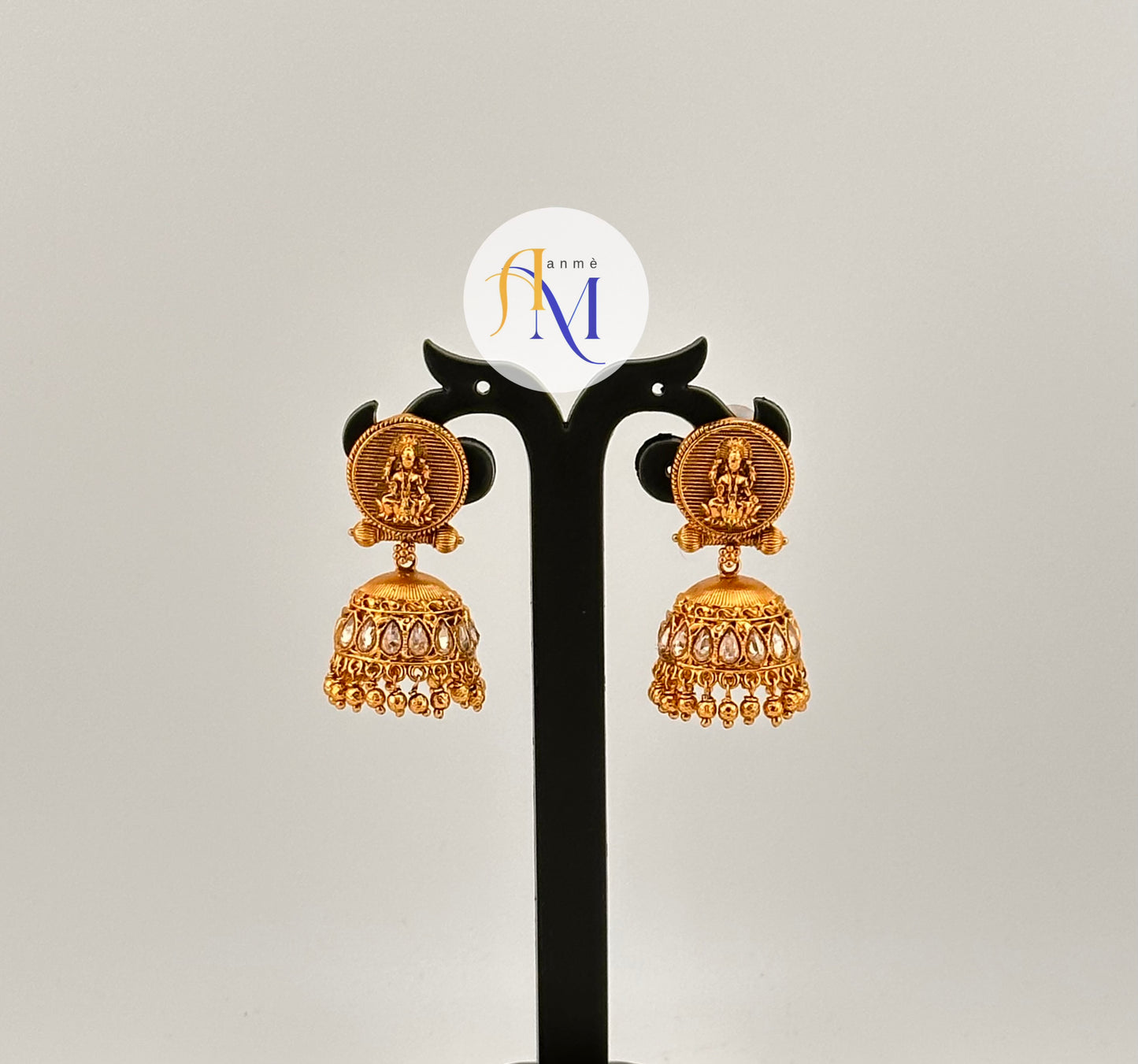 Coin design Temple style Jhumkas(Available in 4 colors)