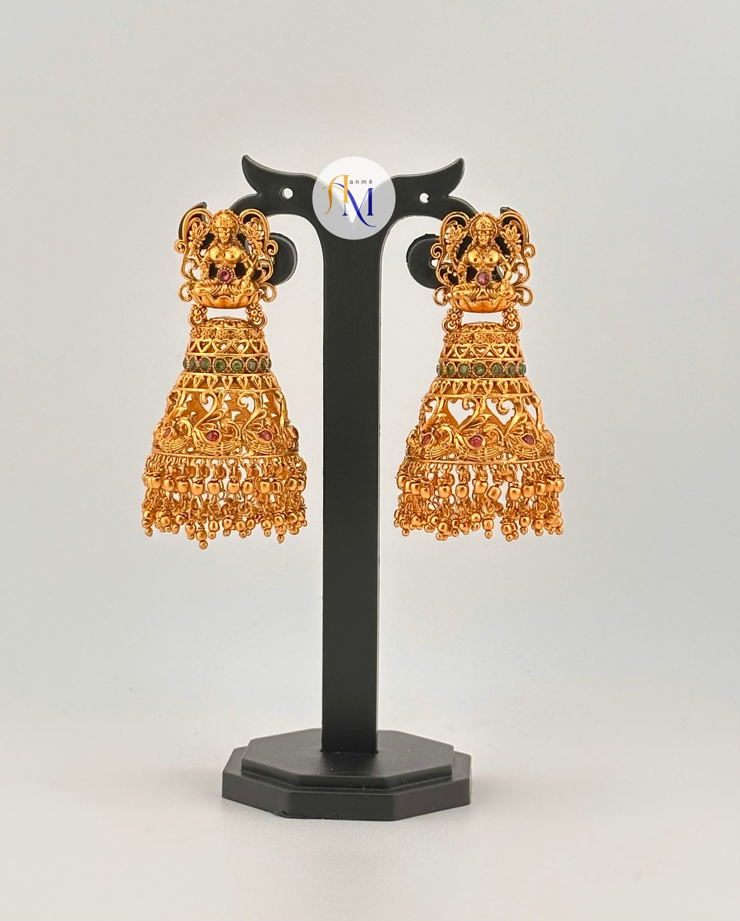 Antique long light weight Jhumkas with Lakshmi motifs(Available in 2 colors)