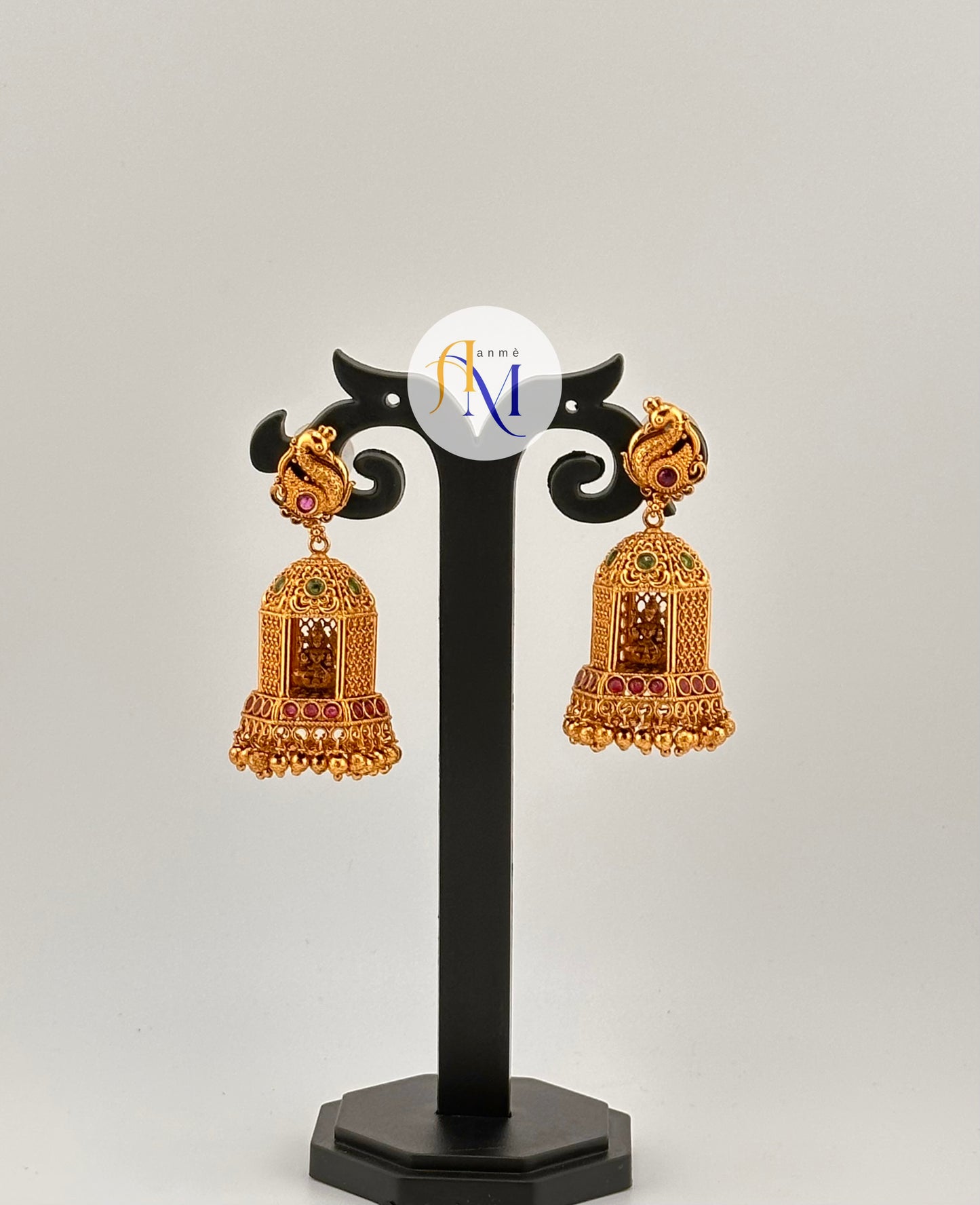 Premium quality kemp matte finish Lakshmi mandir jhumkas(Available in 4 colors)