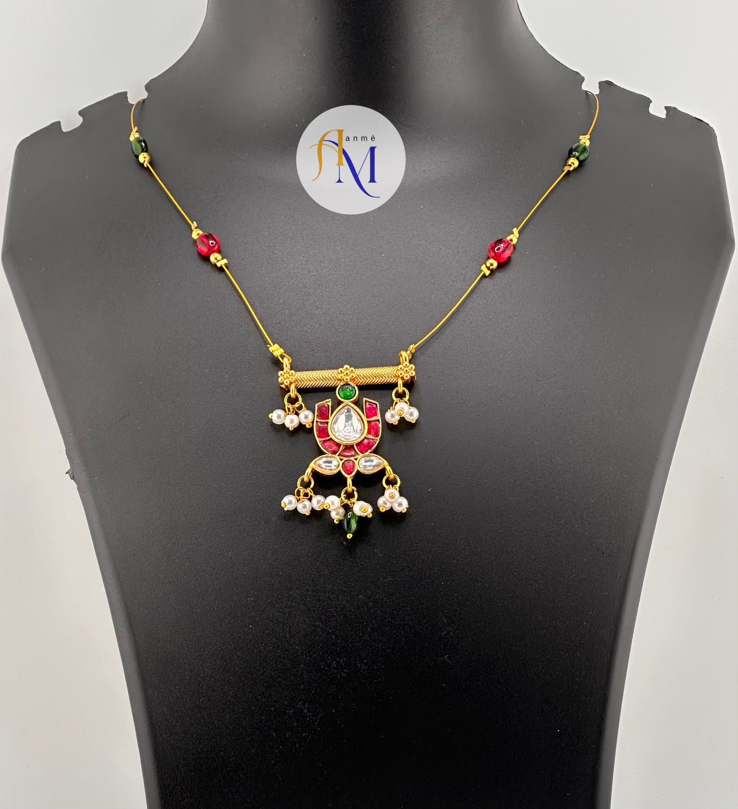 Unique pendant with pearl hangings invisible chain(Available in 4 colors)