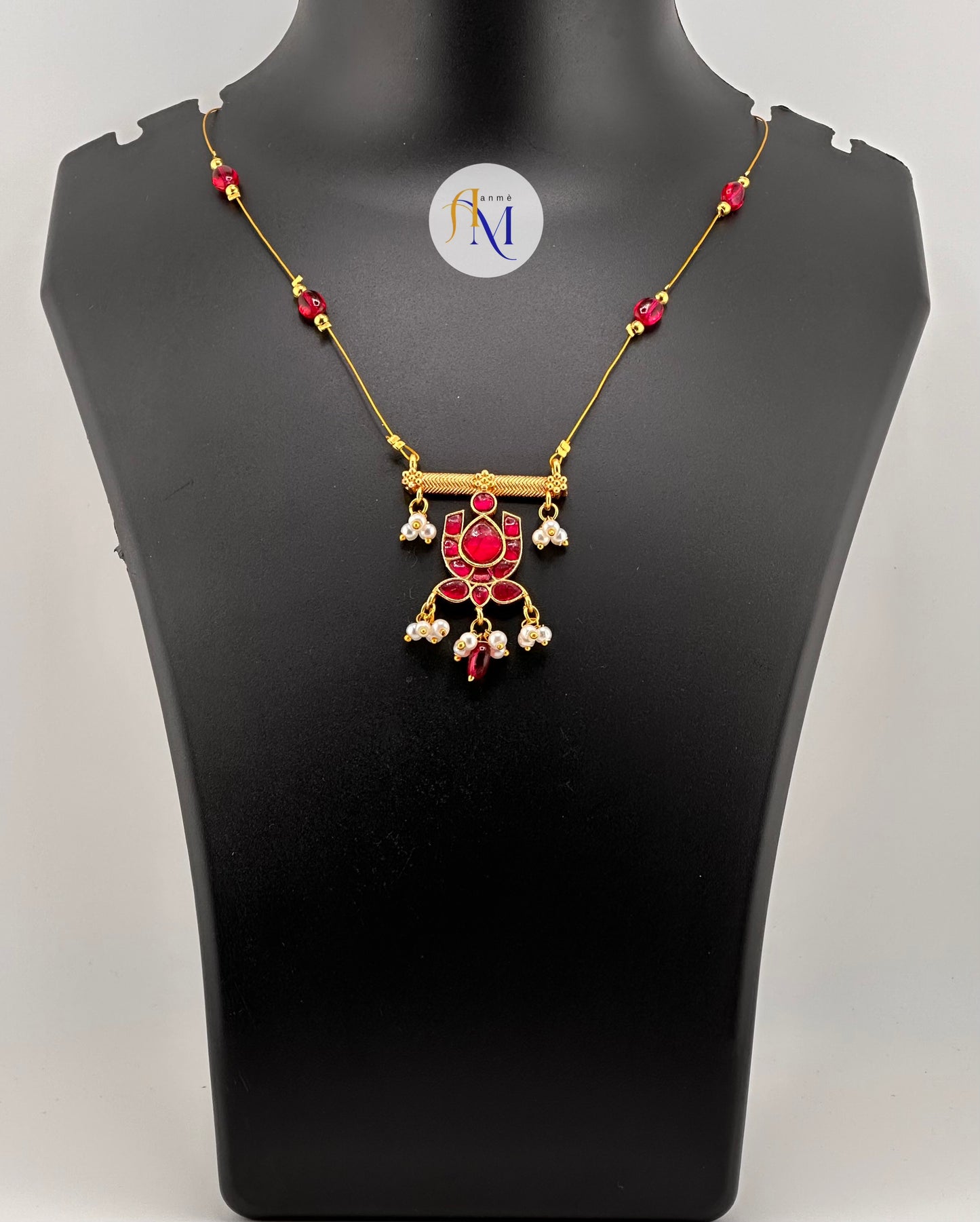 Unique pendant with pearl hangings invisible chain(Available in 4 colors)