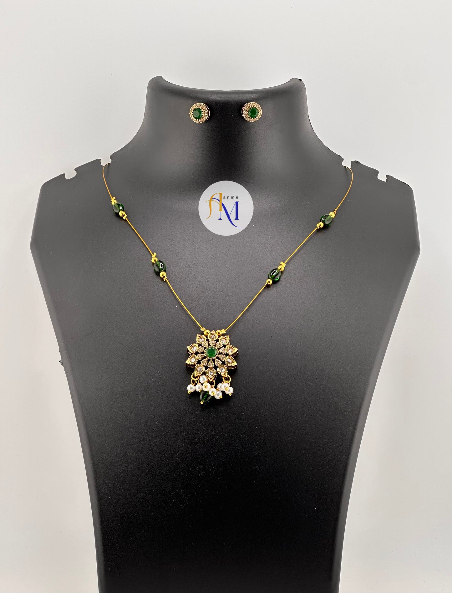 Floral pendant invisible chain with earrings(Available in 2 colors)