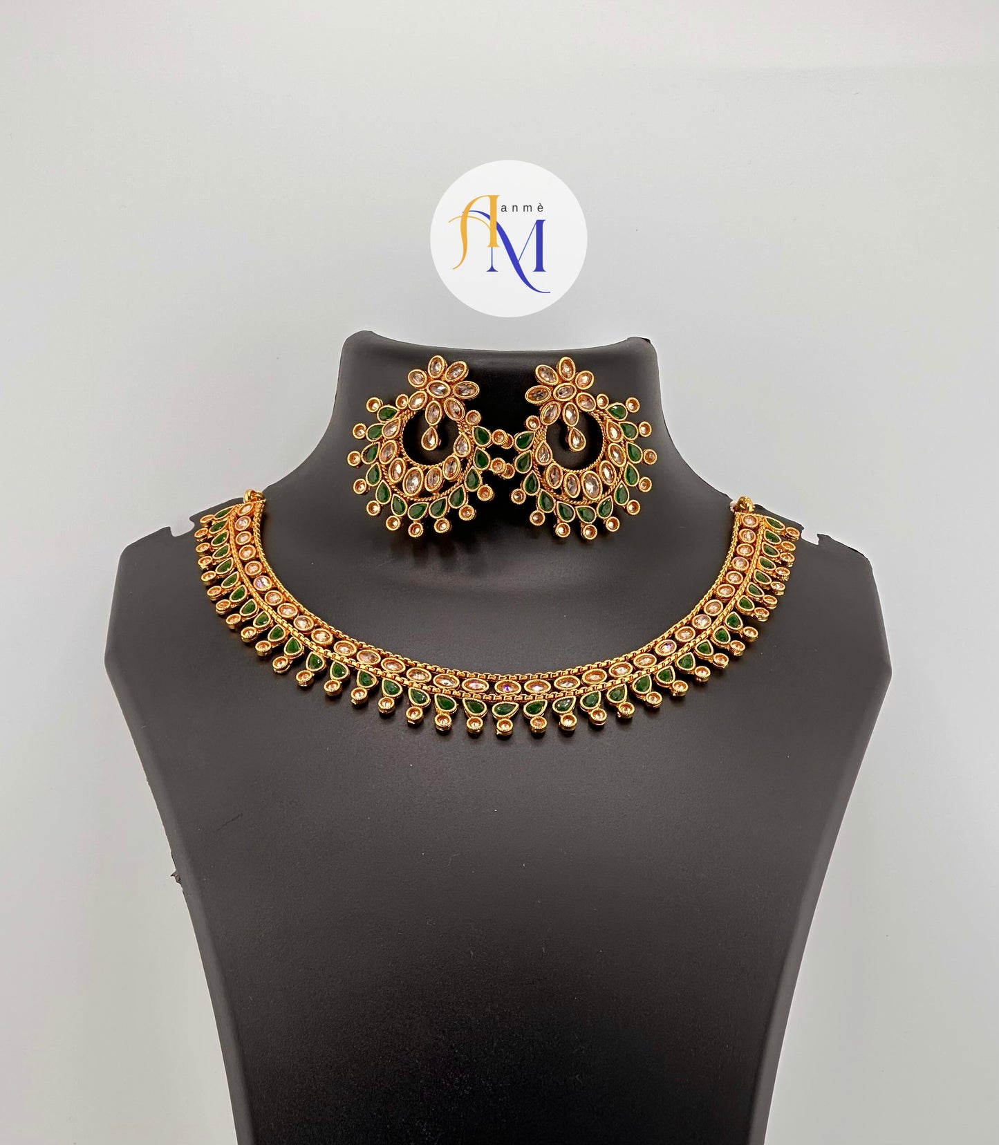 Kundan Polki Necklace Set or kundan choker with beautiful chandbali earrings