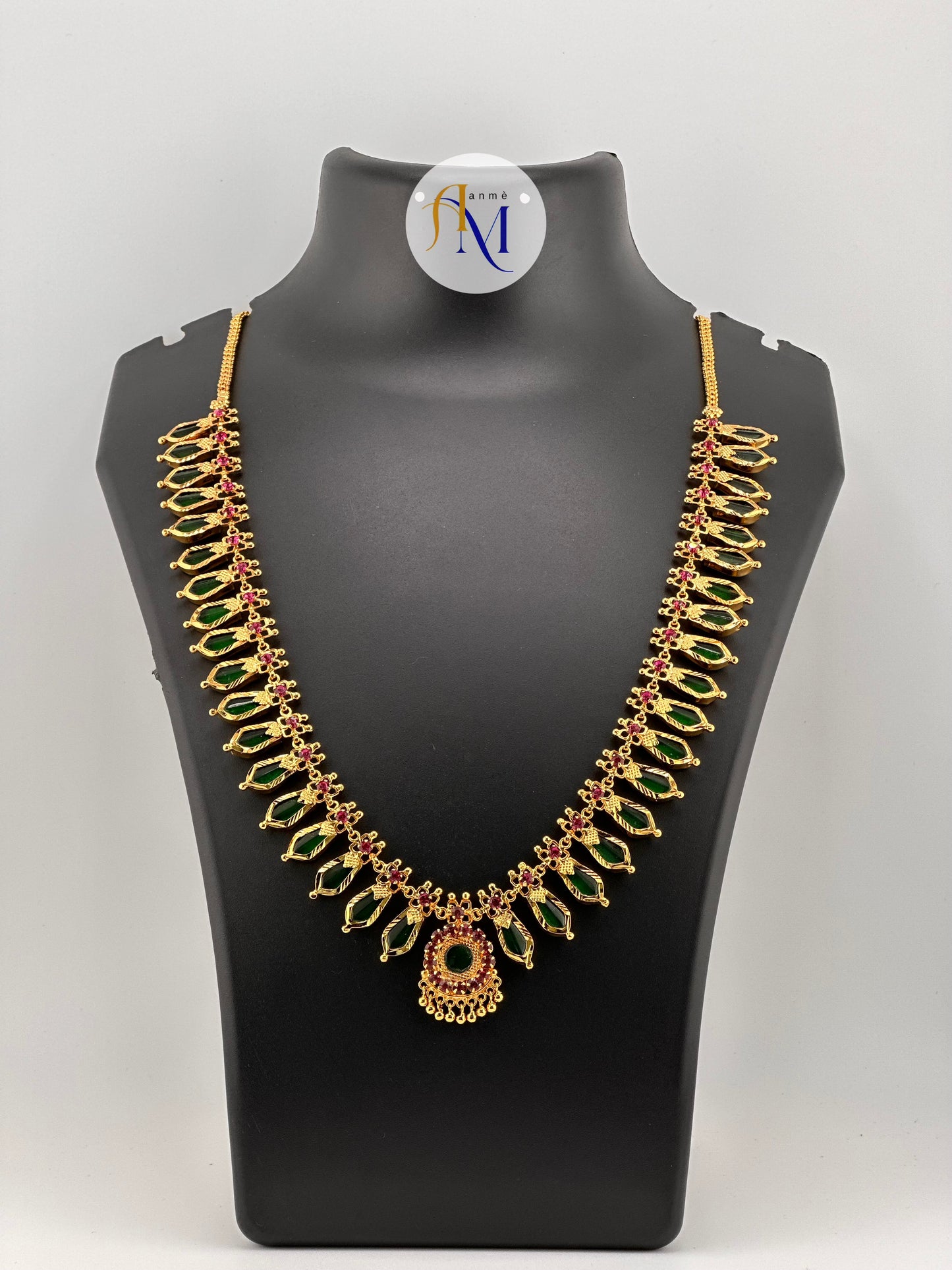 Traditional Nagapadam with green stones and 18*18 petals