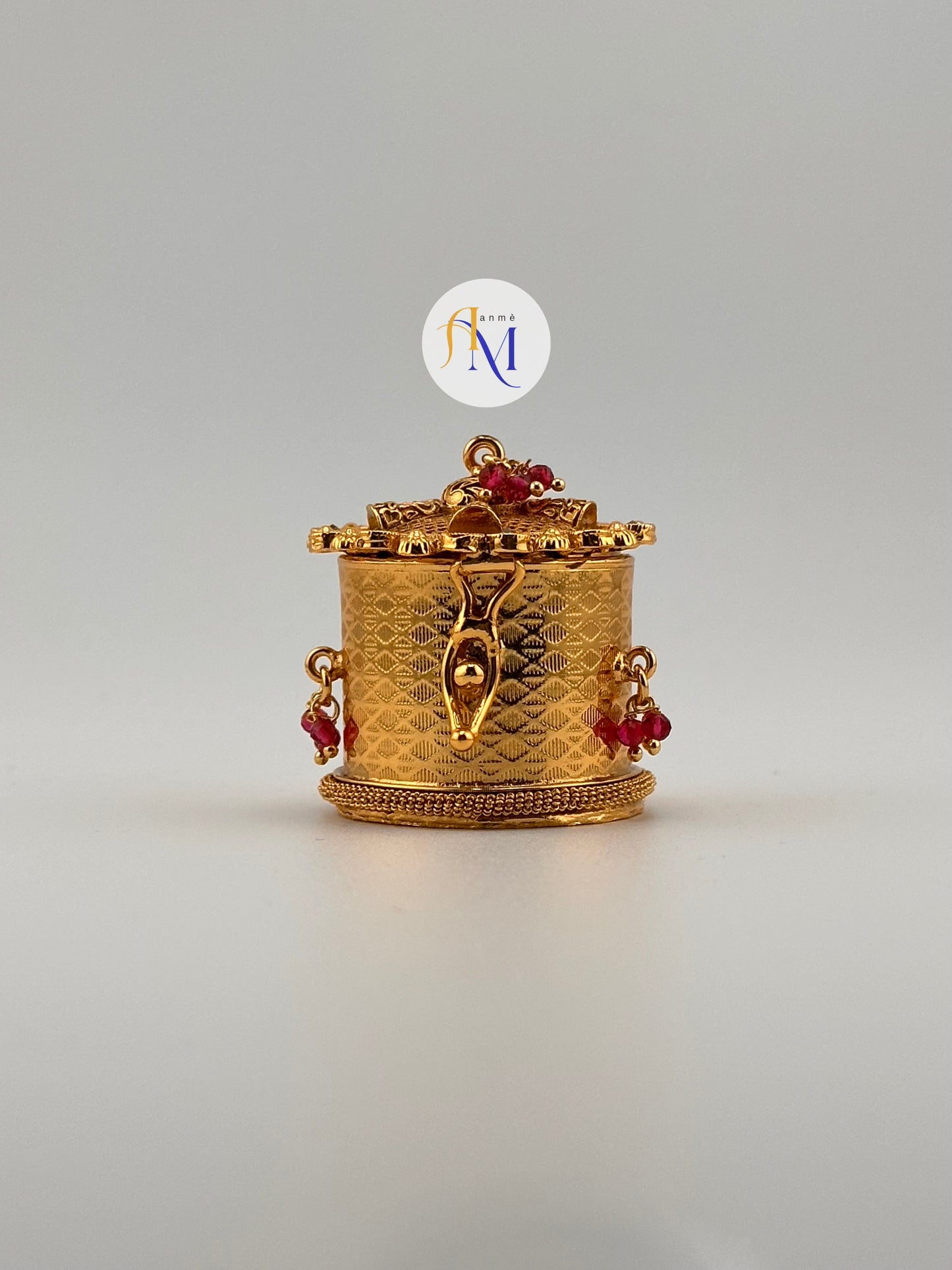Beautiful ruby white stone worked kumkum box/ kumkuma cheppu/ sindoor dappi