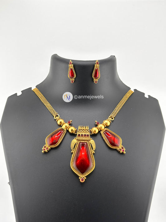 Enamel Nagapadam Necklace and earrings set