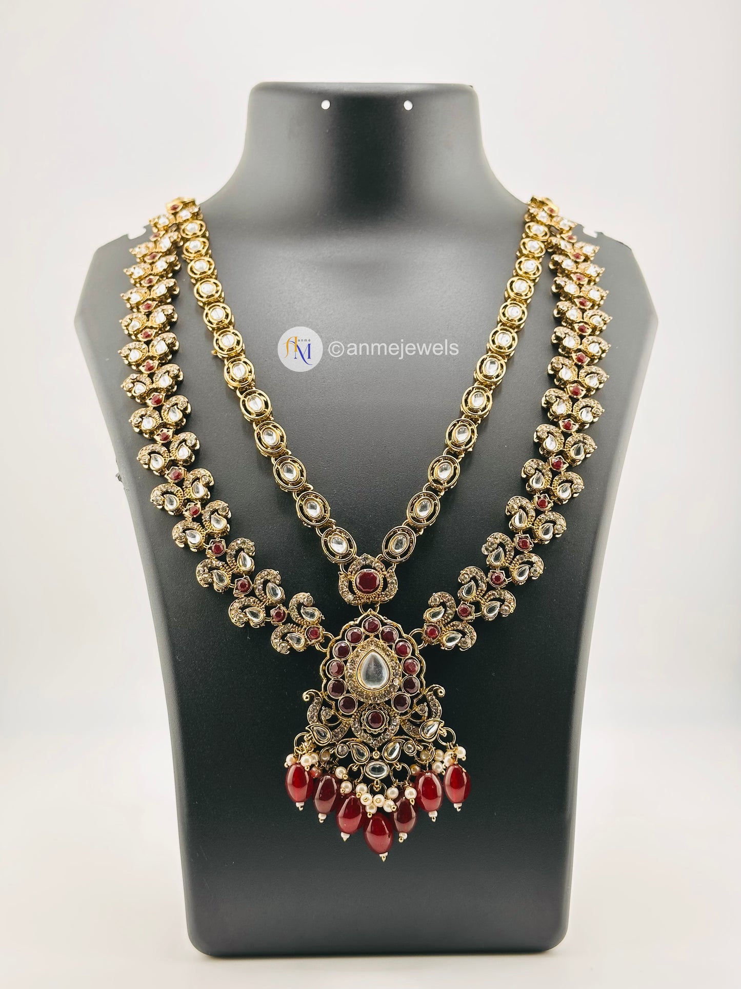 Exclusive Maroon Kundan 10 Piece Bridal Set