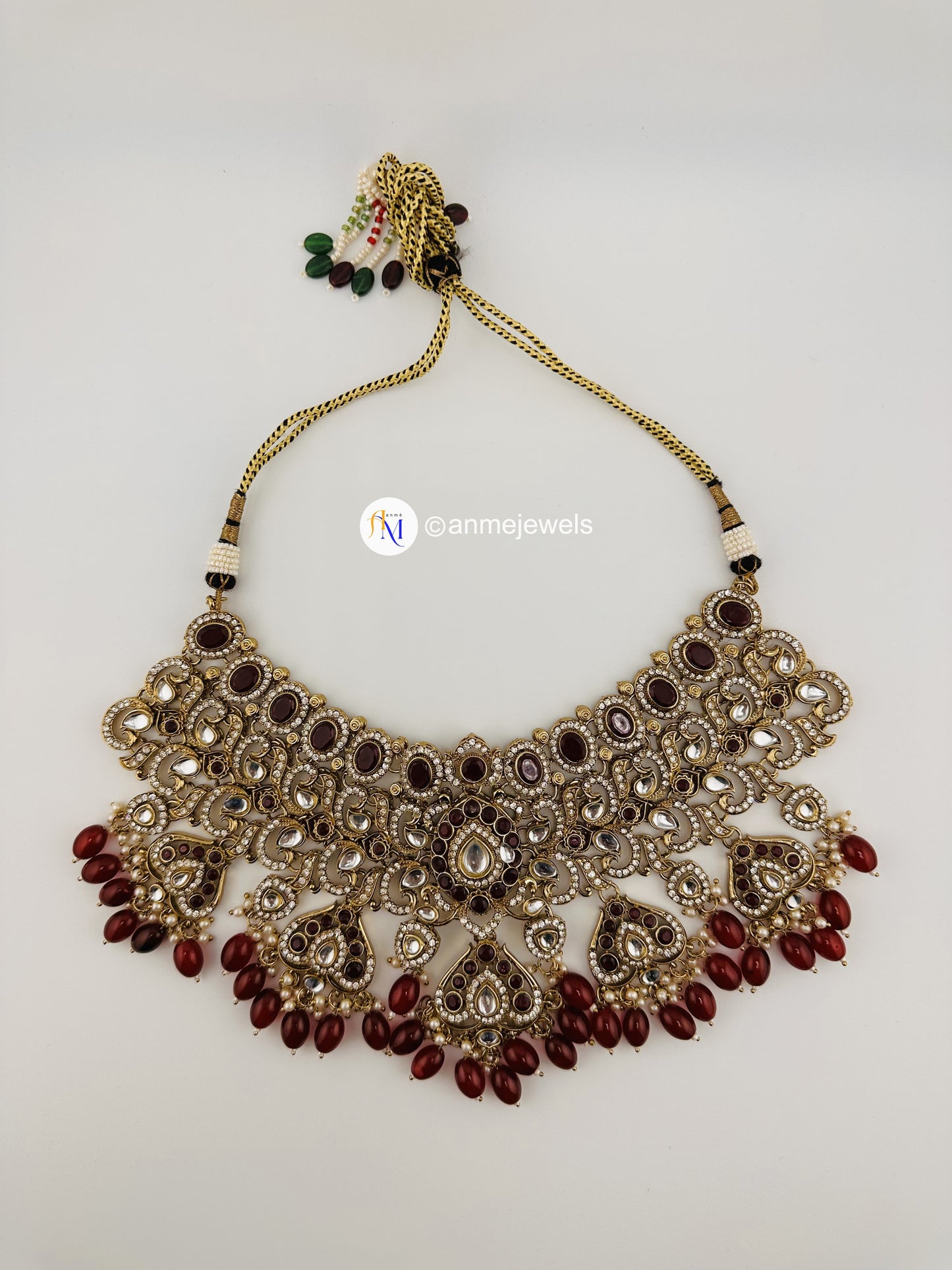 Exclusive Maroon Kundan 10 Piece Bridal Set