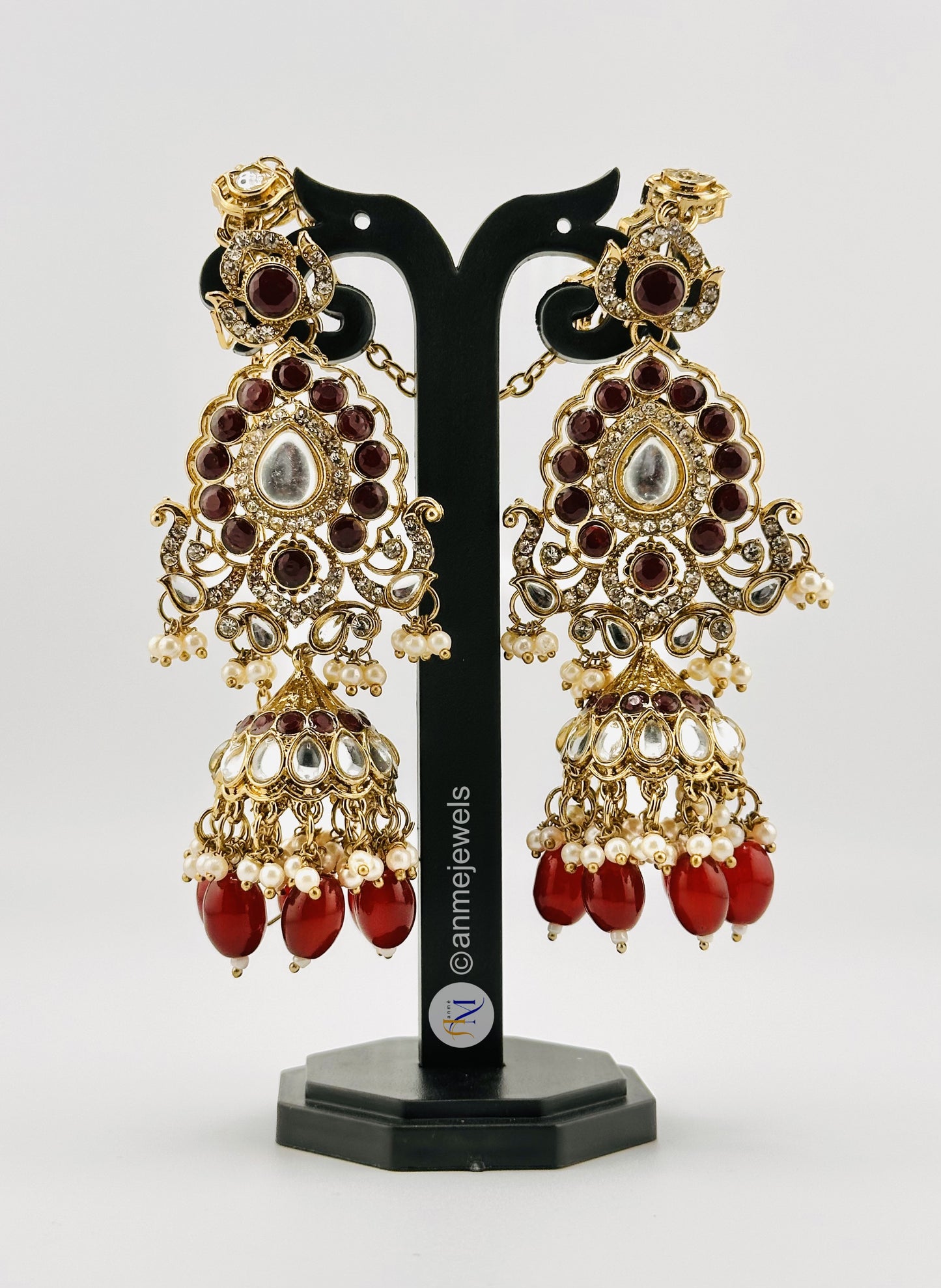 Exclusive Maroon Kundan 10 Piece Bridal Set