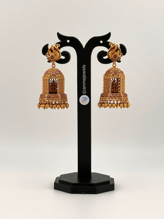 Premium quality kemp matte finish Lakshmi mandir jhumkas(Available in 4 colors)