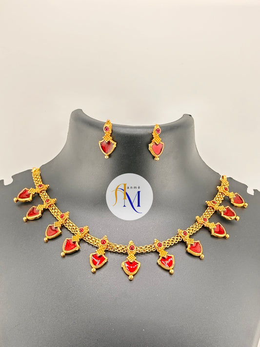 Beautiful enamel palakka multicolor choker/necklace set