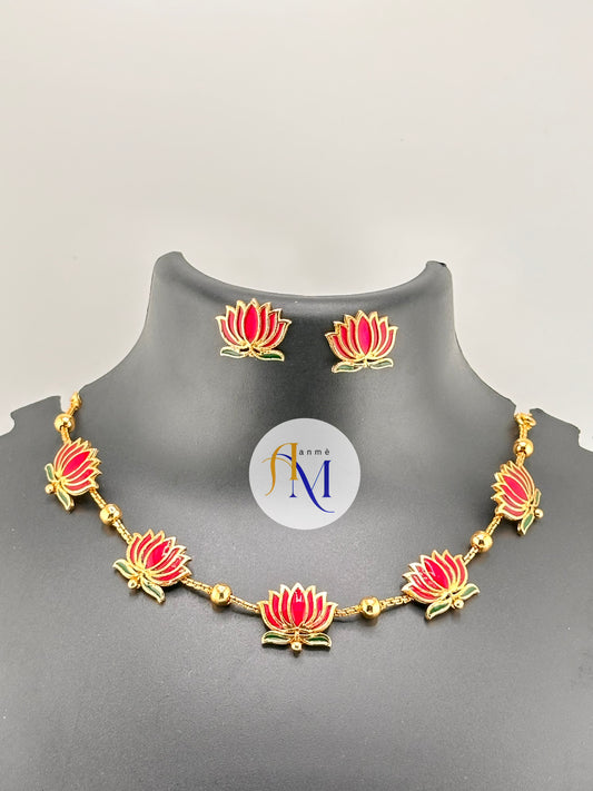 Trending Lotus necklace with earrings