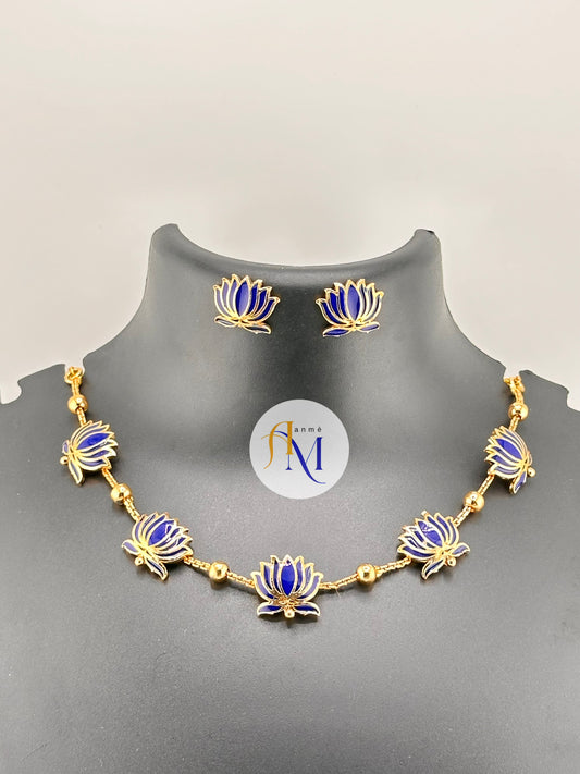 Trending Lotus necklace with earrings