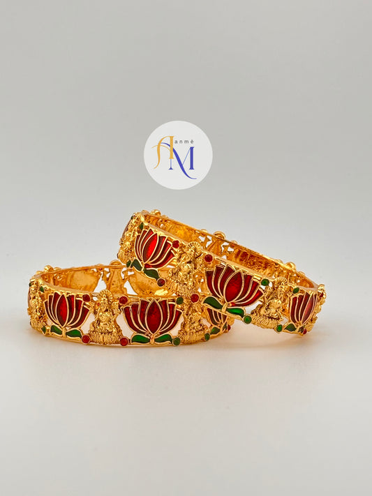 Trending Lotus - Lakshmi Bangles(Set of 2) Maroon-Green Color