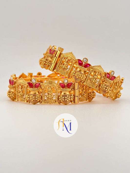 Beautiful Kalasam and Lakshmi design bangles(Set of 2)