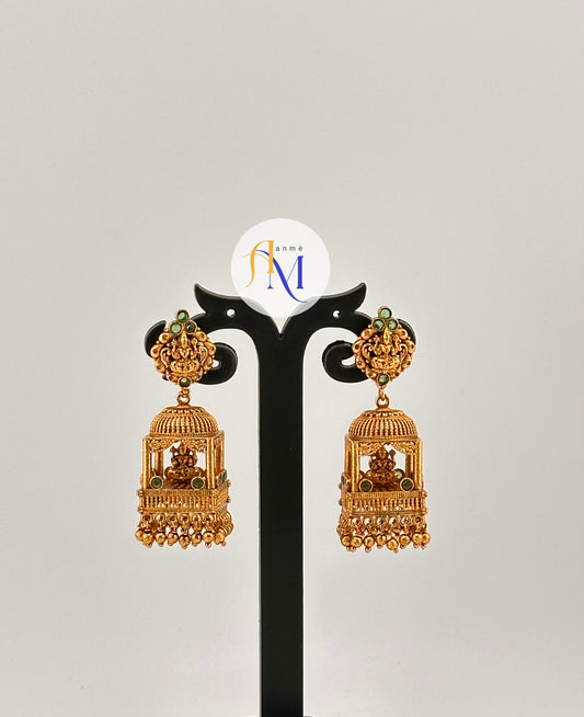 Beautiful Mandir design Jhumkas(Available in 4 colors)