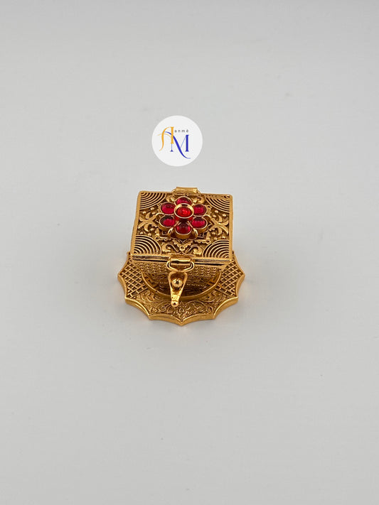 Cute ruby stone worked kumkum box/kumkuma cheppu/sindoor dappi